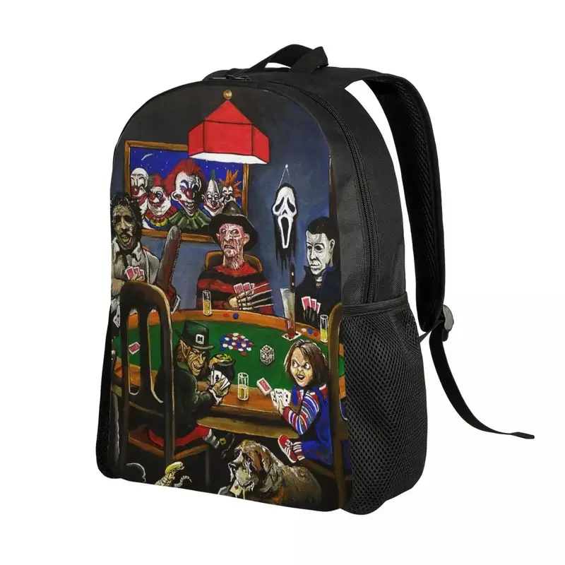 Mochilas personalizadas de personajes de película de terror de Halloween para hombres y mujeres, bolsa de libros básica para la escuela, mochilas universitarias