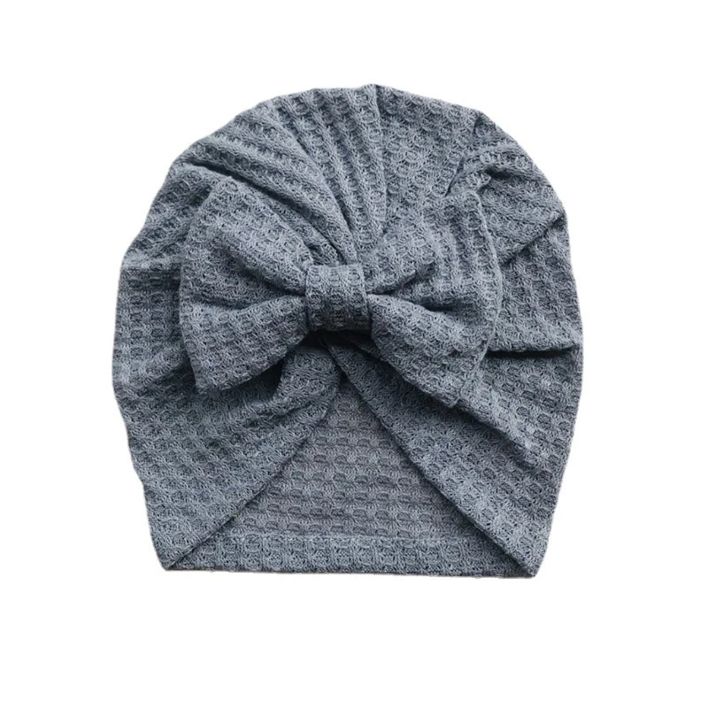 

Solid Waffle Crochet Knitted Bow Baby Hat Turban Newborn Beanies Headwraps for Infant Toddler Girls Boys