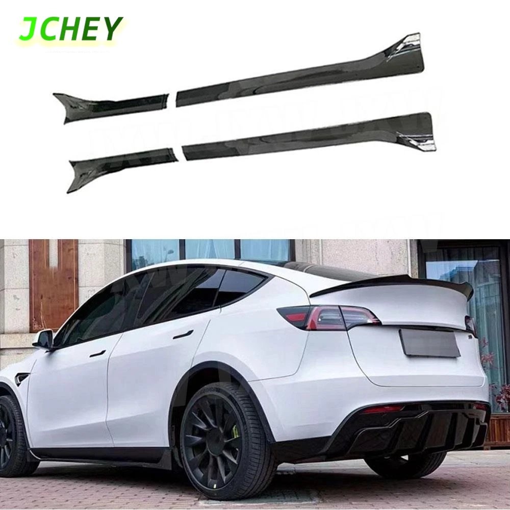 

JCHEY 4 шт., боковые юбки из АБС-пластика/углеродного волокна, удлинитель для Tesla Model Y 2021+, панель кузова, разделитель губ, фартуки с крылышками