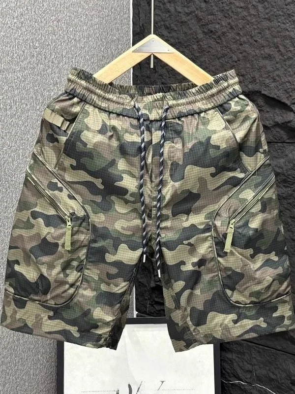 

American Style Camouflage Workwear Shorts Men's Summer Trendy Streetwear Outdoor Big Pocket Functional Five-Quarter Pants