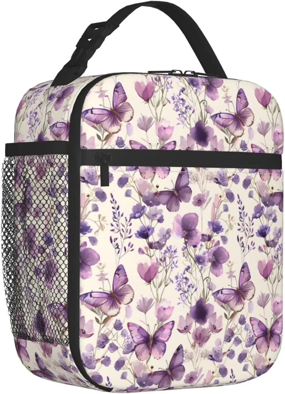 Graceful Butterfly Lunch Box for Women Adults Kids, Insulated Cooler Polyester Pretty Butterfly Lunch Bag