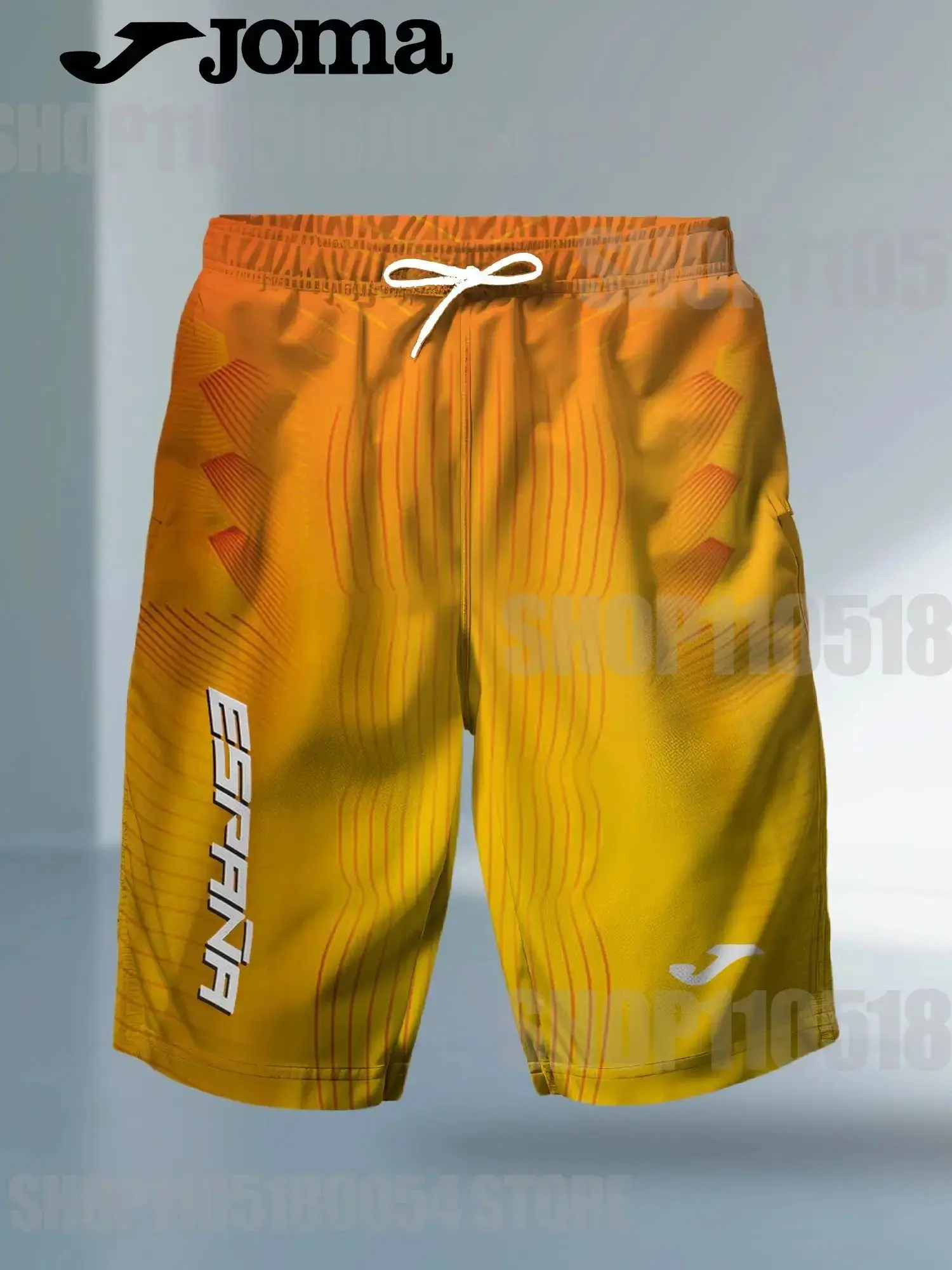 

JOMA 2025 New 3D printed men's and women's breathable running shorts with drawstrings and pockets made of polyester fiber sports