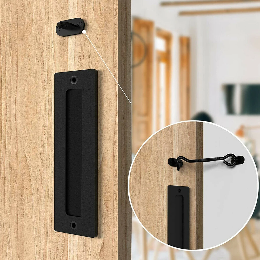 12inch Sliding Barn Door Handle Pull And Flush Gate Hardware Kit Set Matte Black Door Hardware Door Handles image 3