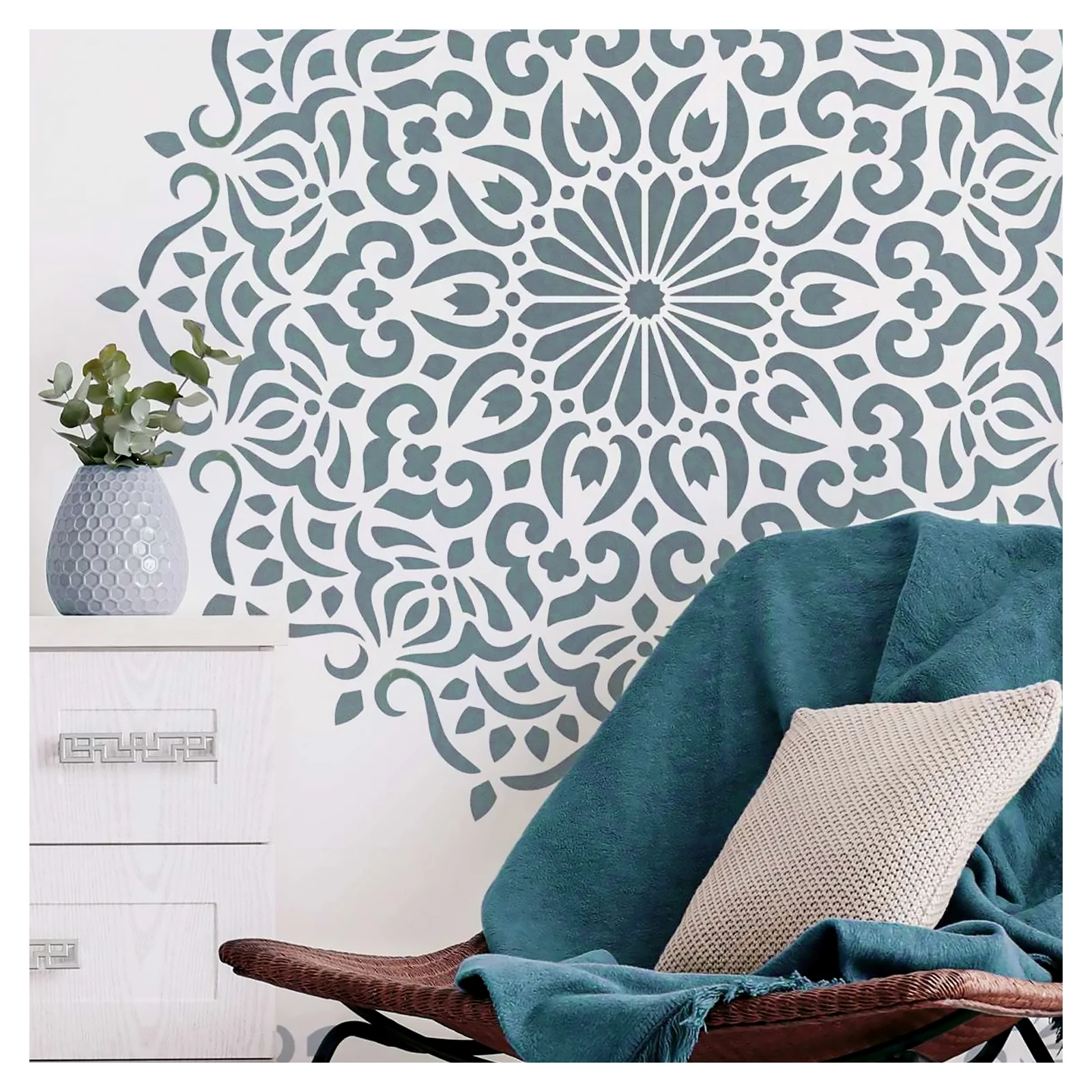 large Wall Stencil For Painting 40cm - 80cm Template To Paint Decor Furniture  Stencils for Walls Mandala Round Flower Lotus
