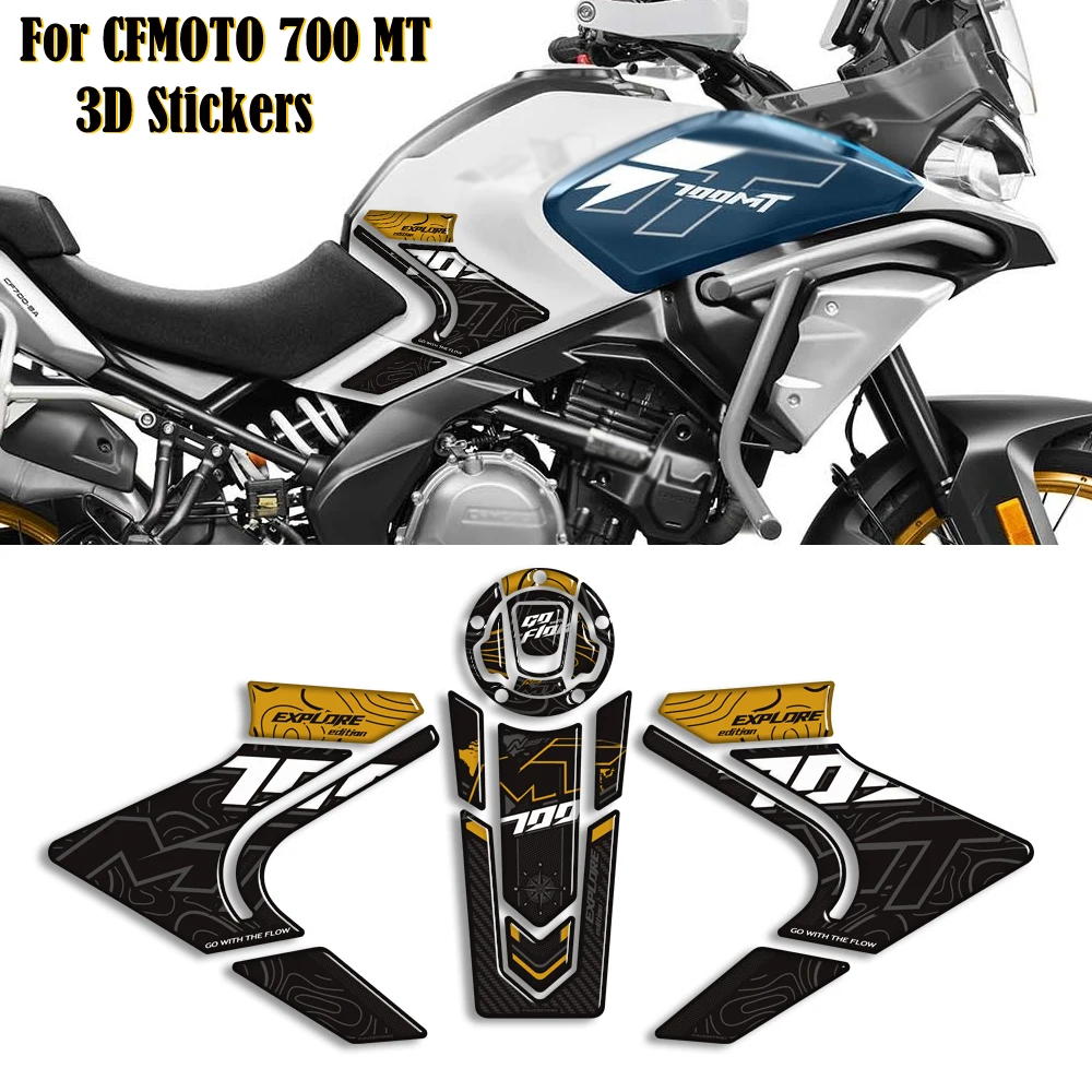

For CFMOTO CF MOTO 700MT 700 MT Touring Bike Adventure ADV Tank Pad Side Grips Gas Fuel Oil Knee Protector 3D Stickers Decals