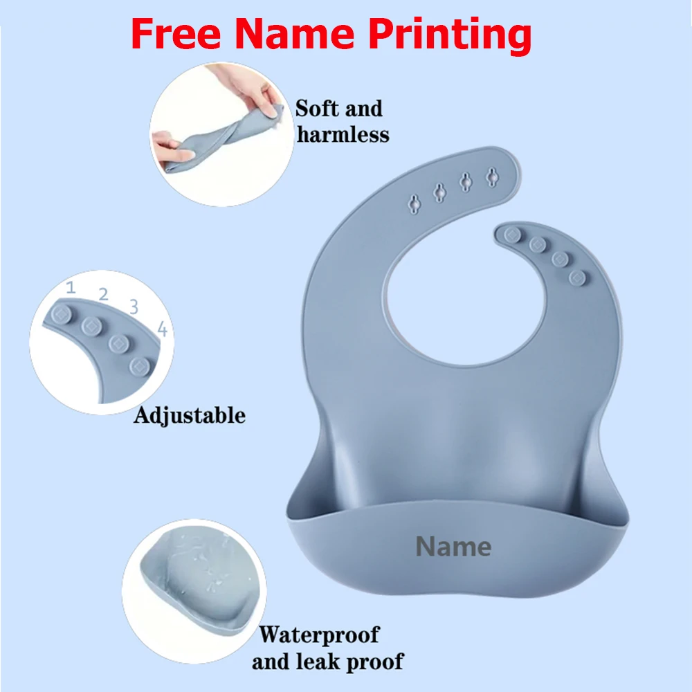 

Silicone Bib Baby Drool Catcher with Free Name Engraving Creative Gifts Customized for Boys and Girls