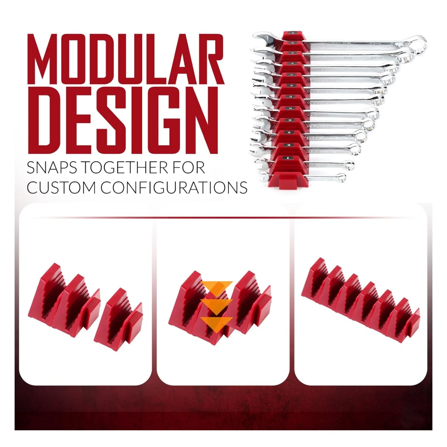 نظام وحدات منظم مفتاح الربط - 12 قطعة منظم مفتاح الربط المغناطيسي لدرج صندوق الأدوات، رف تخزين المفتاح المعياري