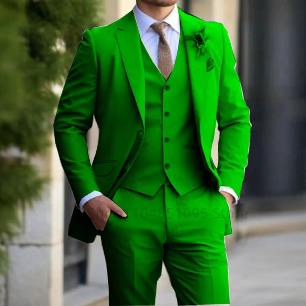 

Solid Men's Suit For Wedding Business Suit Including Jacket Vest Pants For Party Prom Classic Occasion 3PCS Men Clothing