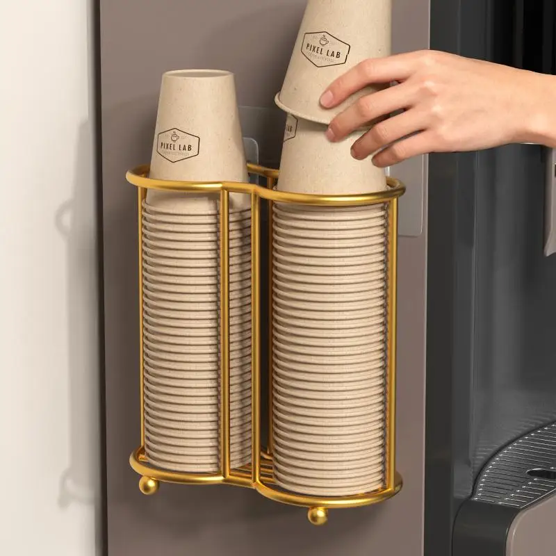 Metal Disposable Cup Storage Holder Water Tea Cups Rack Household Kitchen Paper Cup Display Stand Organizer Supplies