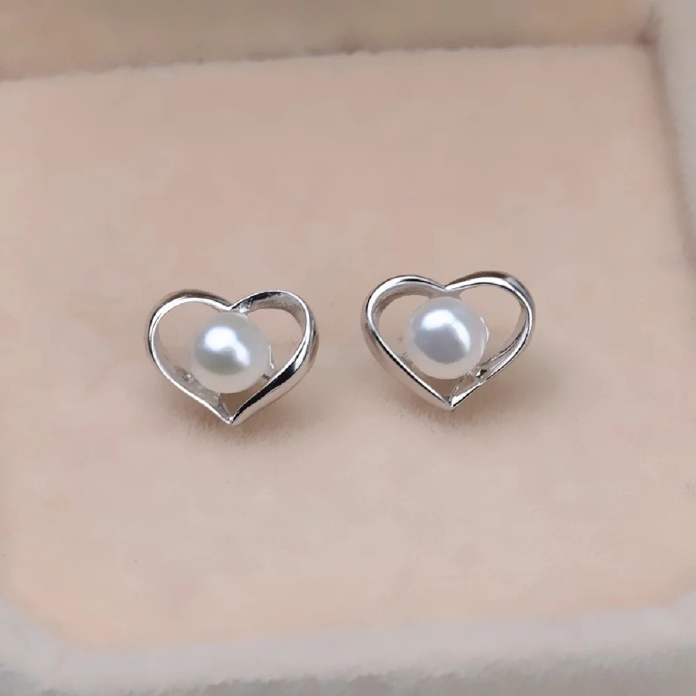 

Personalized Pearl Earrings AAAA5-6mm Heart shaped Earrings Natural Japanese Pearl 925 Silver Earrings