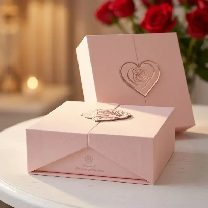 Creative Gift Large Size Flowers Gift Box Pink Color 16cm Valentines Gift Box Thick Romantic Jewelry Gift Box Mother's Day