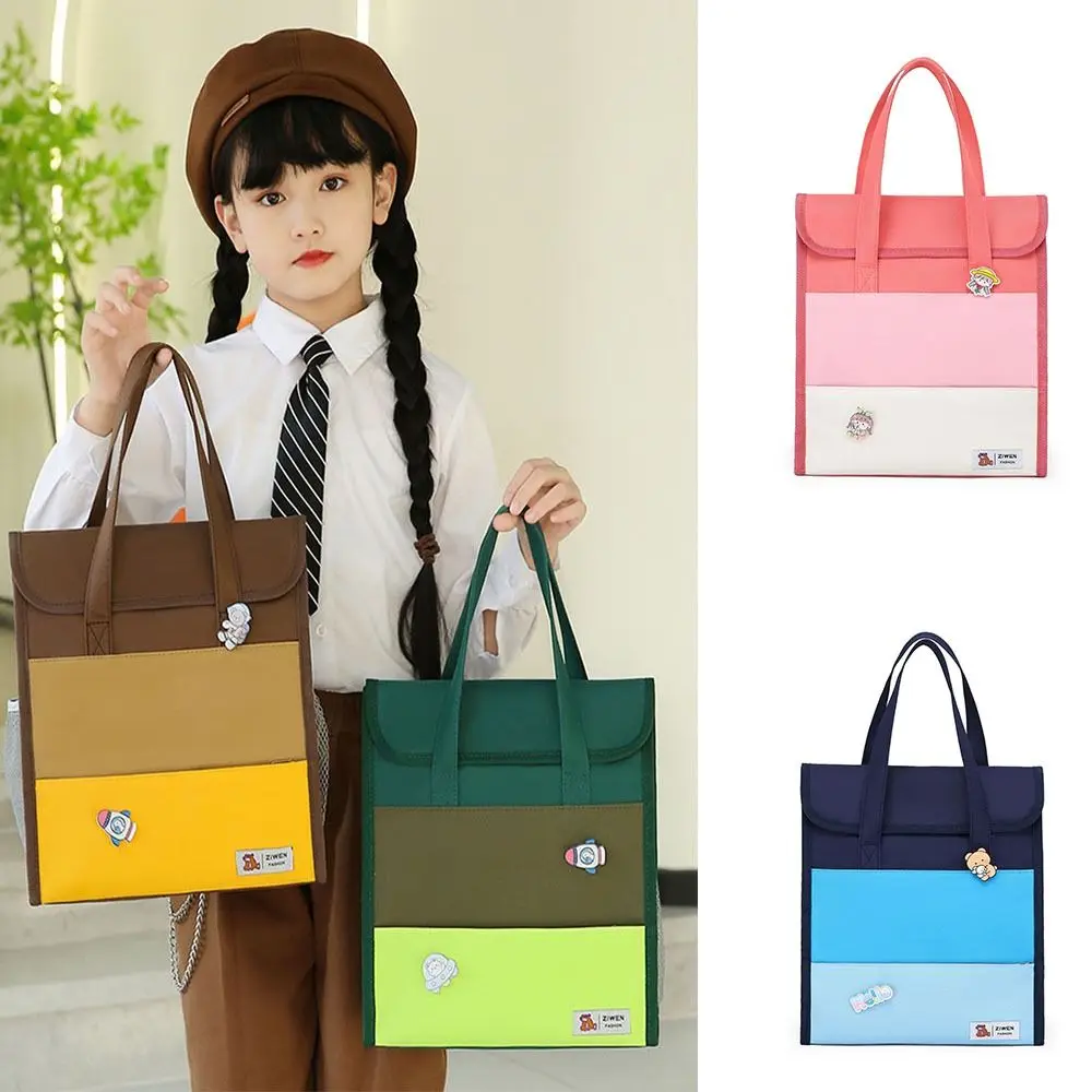 

Large Capacity Tutorial Bags Wear-resistant Dirt-proof Cartoon Stationery Bag with Kawaii Badge Fashionable