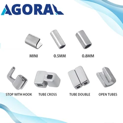10Pcs Dental Orthodontic Crimpable Hook Metal Long/Short/Stop Double/Cross Tube Open Tube Stop With Hook Orthodontics Product