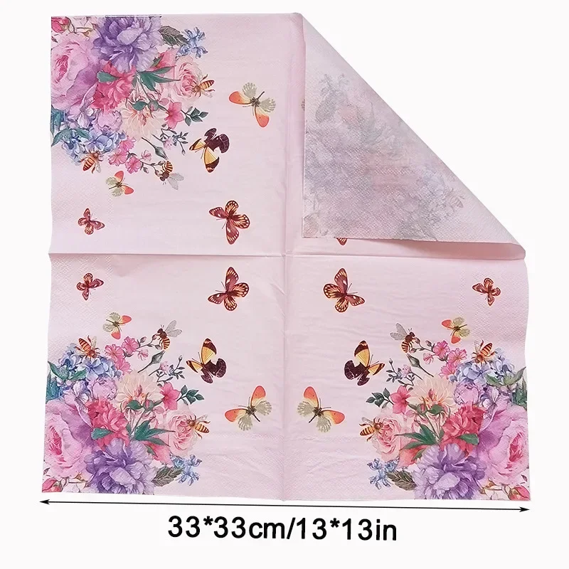 10/20pcs 2Ply 33 New Party Ambience Decorative Paper Napkins Floral Printed Square Paper Placemats Butterfly Bone Bartlett Paper