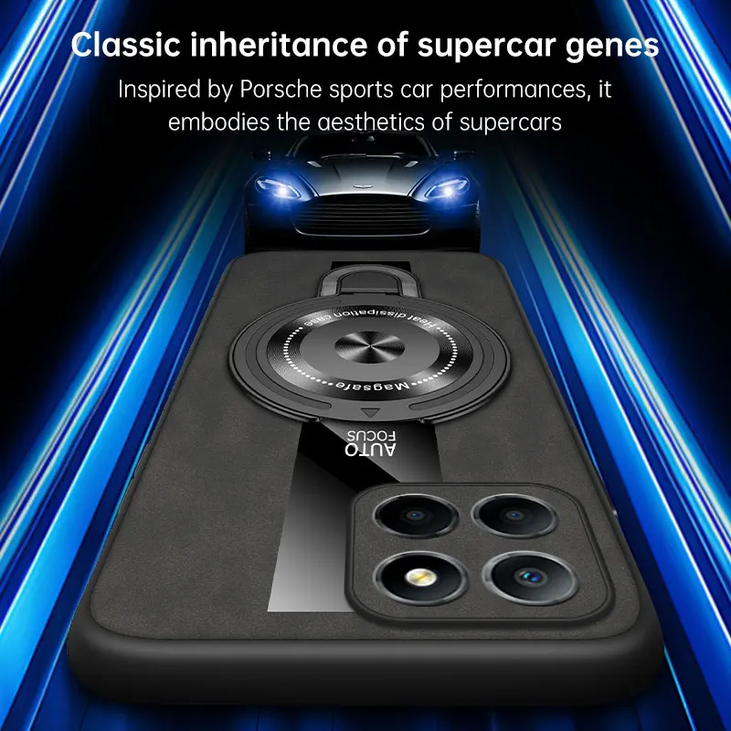 For Honor 400 スマートケース 新型 高級プレーンレザー マグネット式スタンド 耐衝撃カバー For Honor X7d 耐衝撃バンパー ファンダ