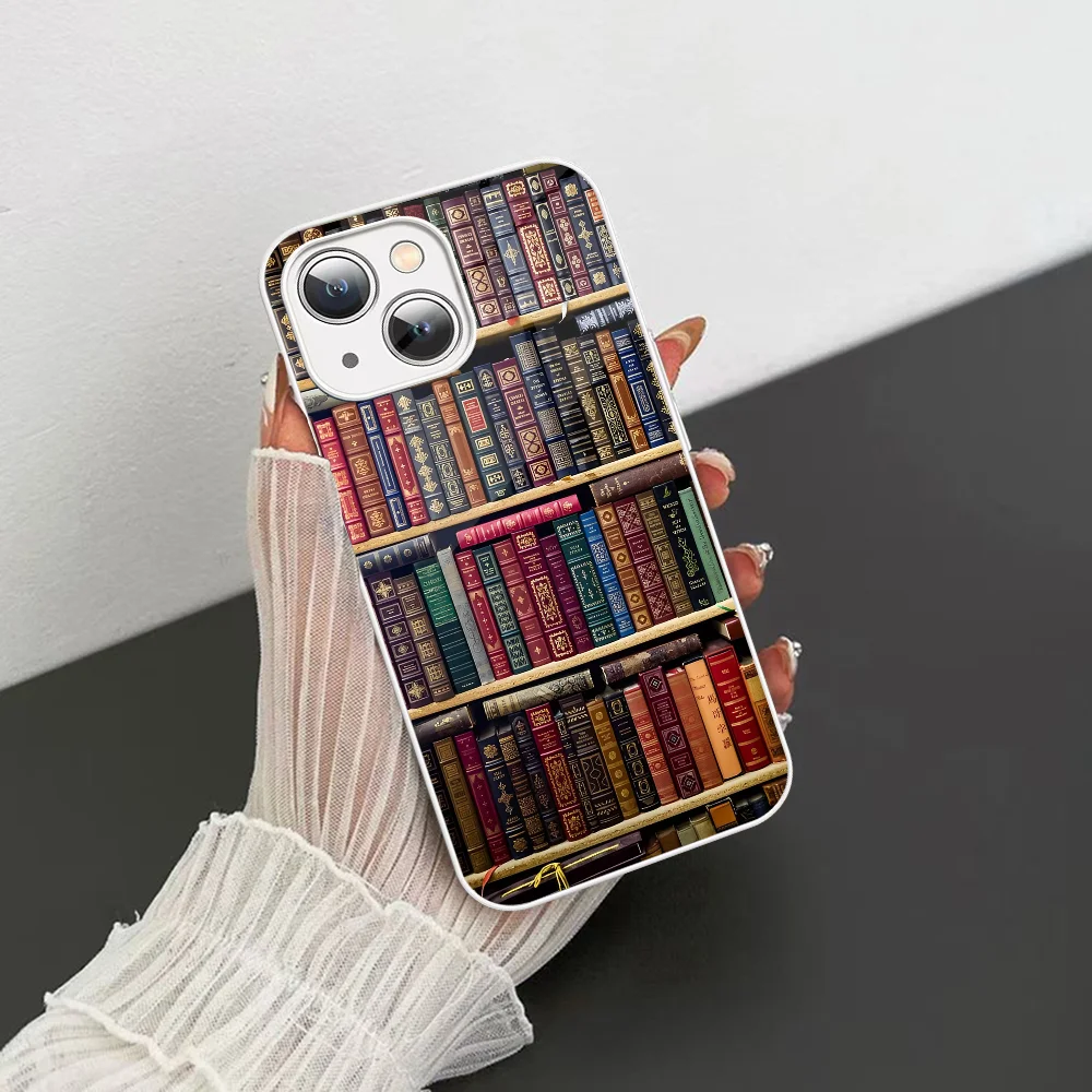 Illustration Read Books Phone Case Tempered Glass For iphone 14 13 12 11 Pro Mini XS MAX 14Plus X XS XR Cover