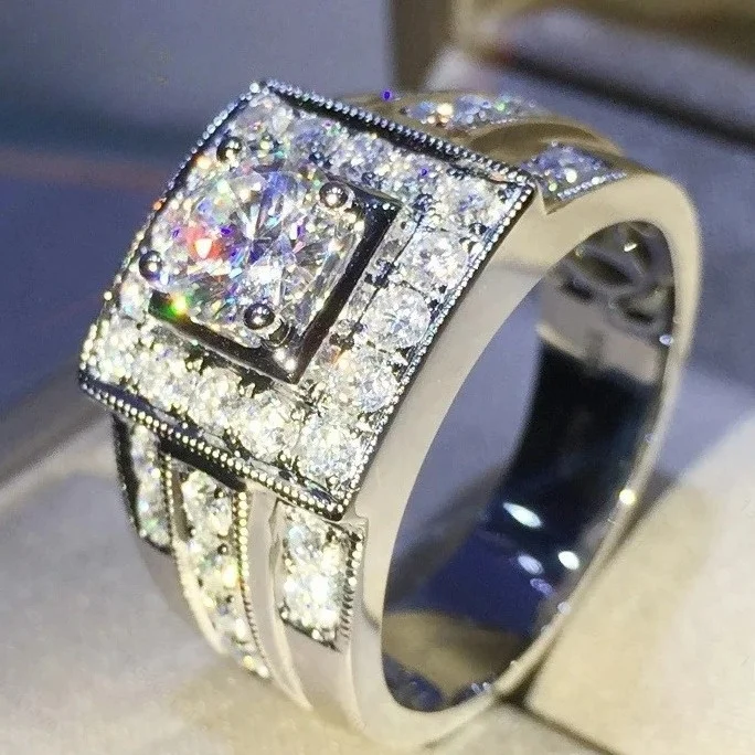 

New Square Ring Women's Design Sle Simple Retro Exaggerated Personali Ring Faion Jewelry Accory Alloy Embedded Artif...