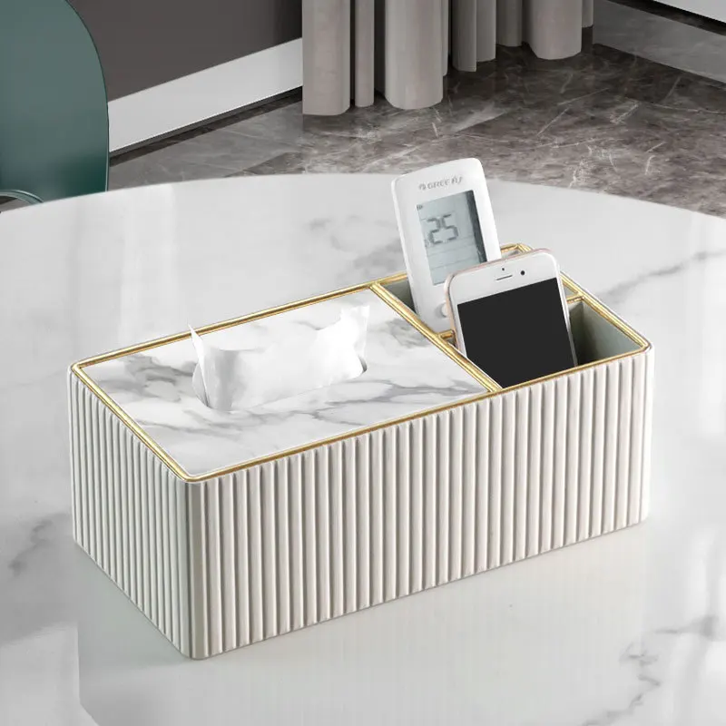 Tissue Box, Living Room Paper Drawer, Desktop Multifunctional Remote Control Storage Box