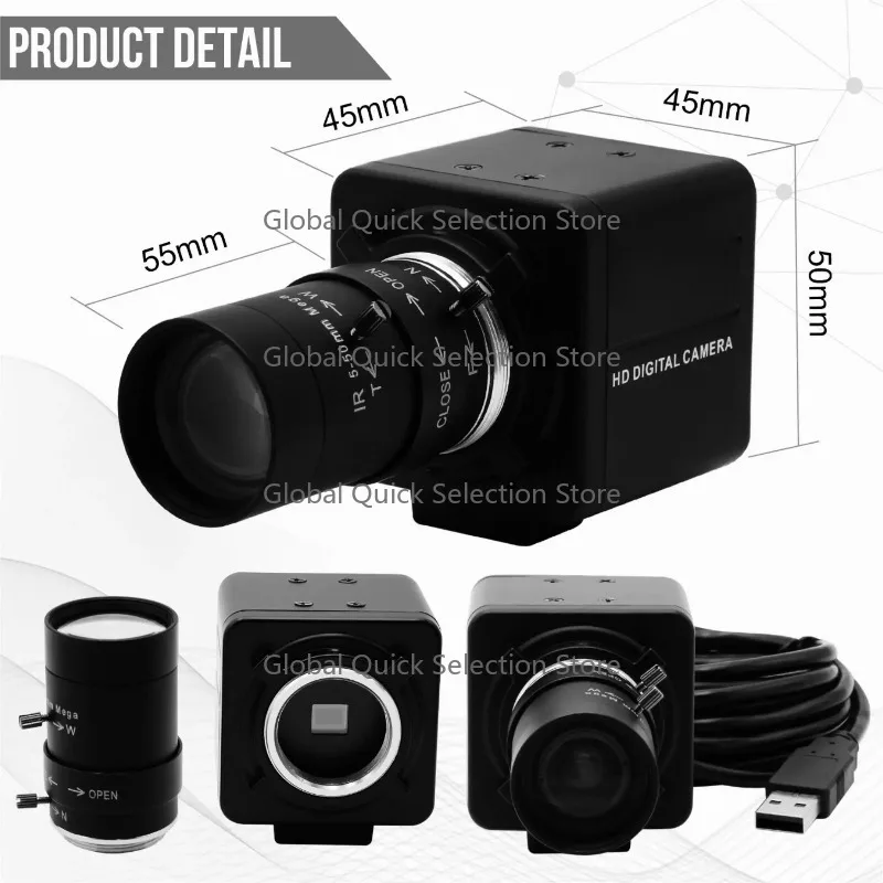 16MP Webcam 4656x3496 Ultra HD Web Camera IMX298 UVC 10X Zoom Mini USB Camera for Industrial Inspection, Photograph,Security