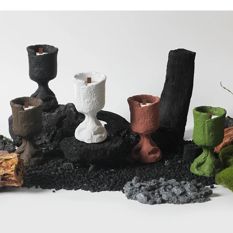 

Solid Color Irregular Cement Flowerpot Desktop Decoration Candle Holder Green Plant Succulent Flower Ware