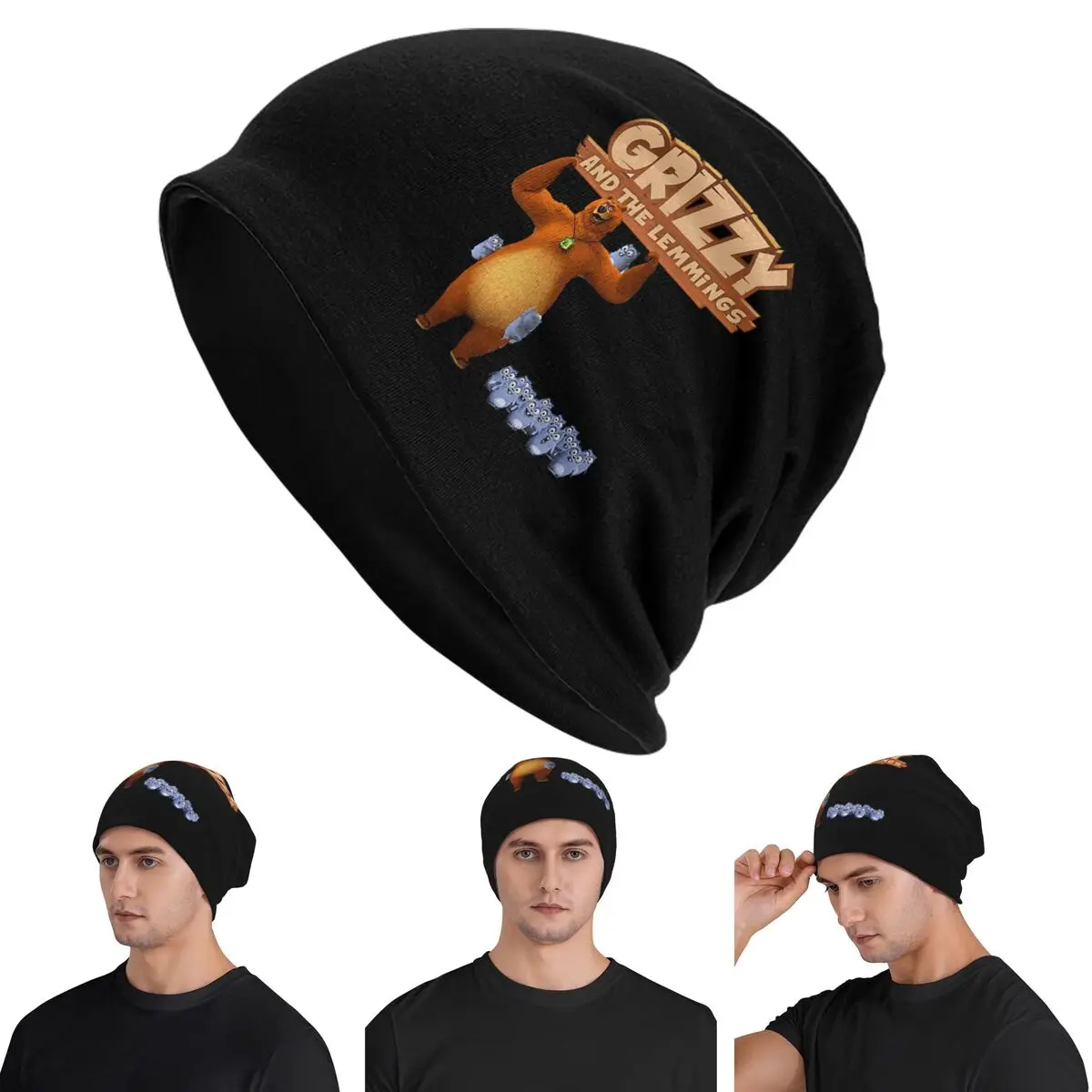 

Grizzy And The Lemmings Skullies Beanies Hats Warm Autumn Winter Outdoor Cap Knitted Bonnet Caps for Unisex Adult