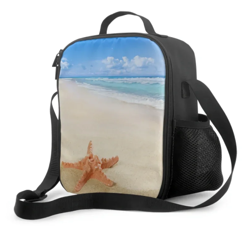 Seestern Strand isoliert Lunch Bag für Schularbeit Picknick Ozean nautischen Thema Tote Lunch Box Container wieder verwendbare Kühltasche