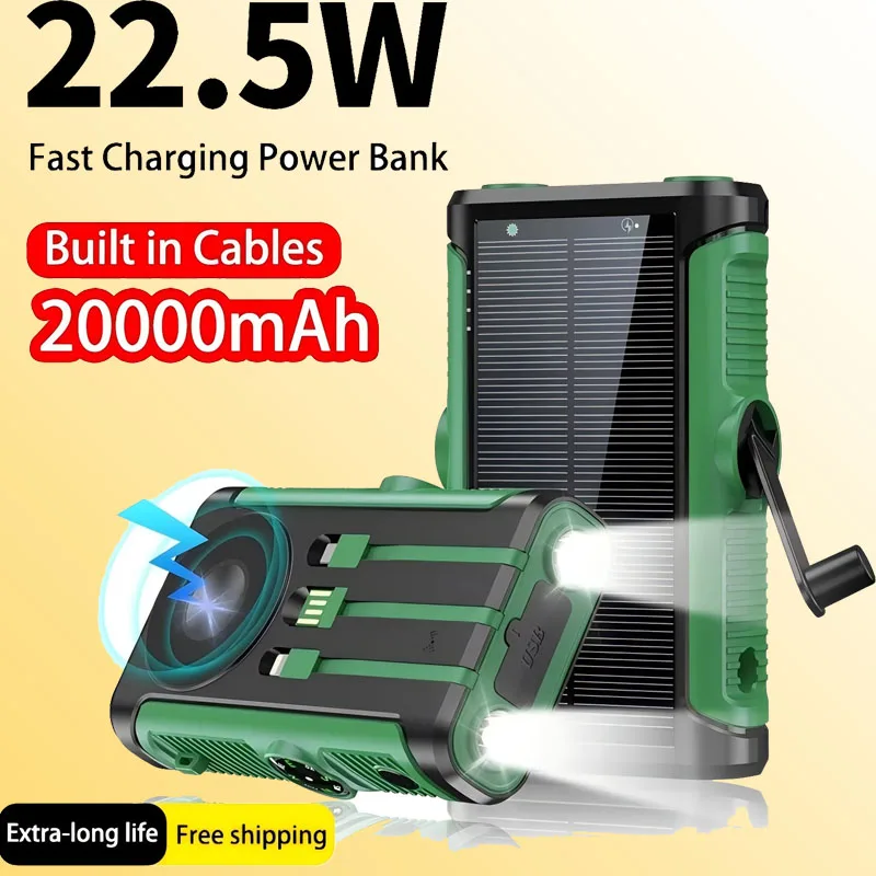 

2023 НОВЫЙ аккумулятор на солнечной энергии 22,5 Вт, магнитный беспроводной внешний аккумулятор с ручным управлением и кабелем, портативное зарядное устройство для кемпинга на открытом воздухе