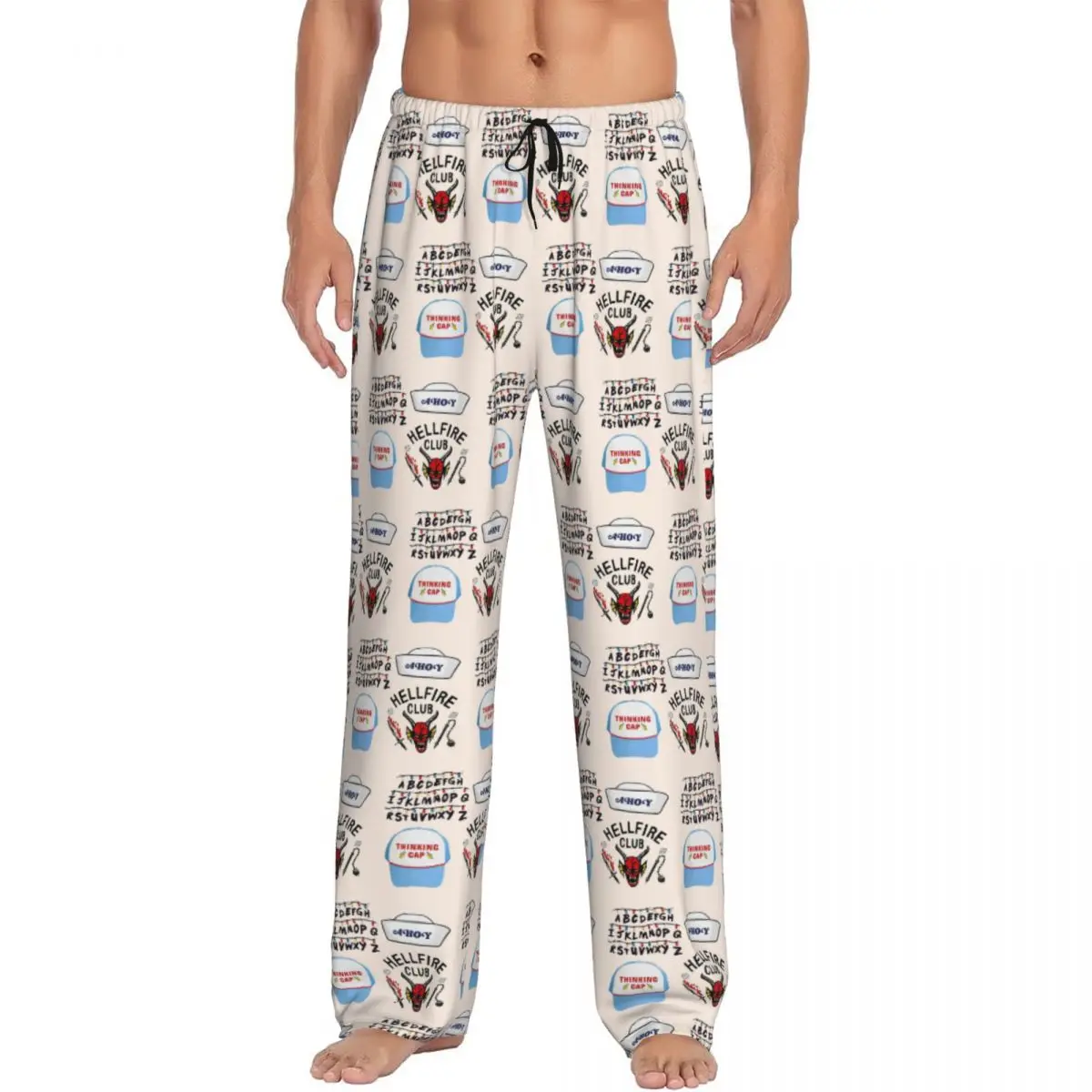 

Custom Stranger Sticker Pajama Pants Men Sleepwear Sleep Lounge Bottoms with Pockets