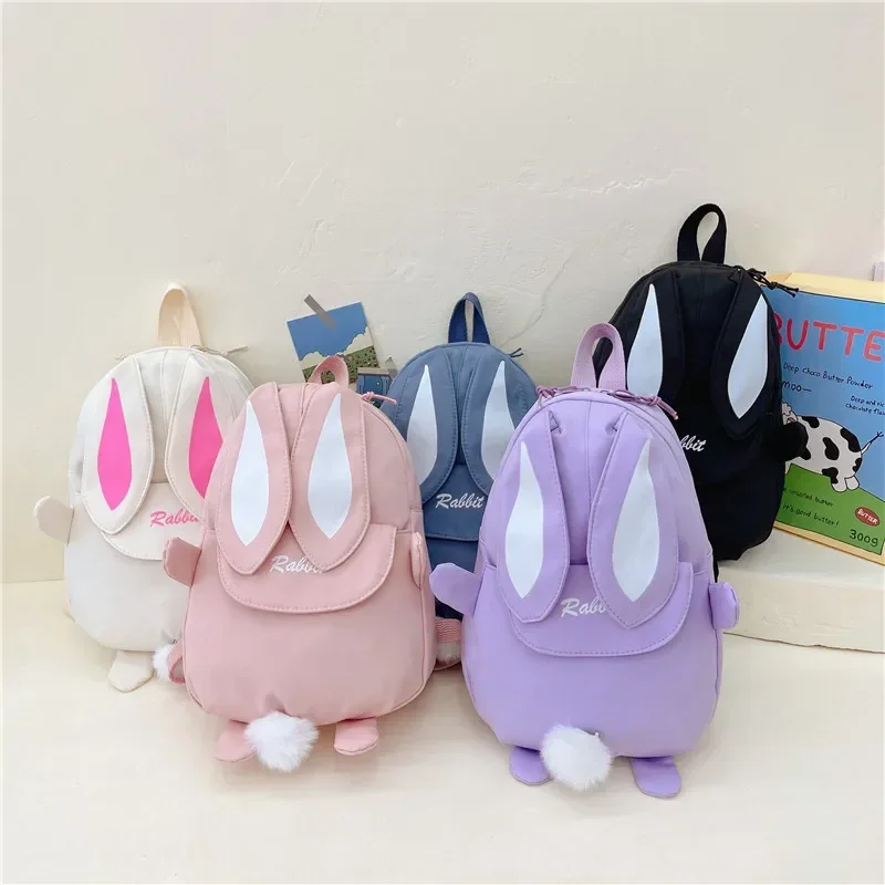 

Children's Casual Cartoon Rabbit Backpack Double Shoulder Bag Kindergarten Travel Small Bookbag Fashionable Cute Design