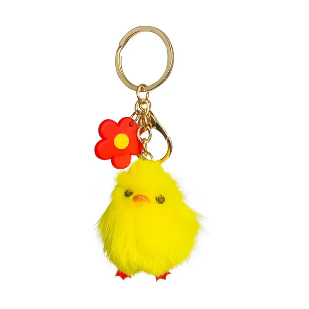 

Durable Fluffy Chicken Keychain Kawaii Creative Cartoon Keyring Anti-loss Cute Bag Ornaments Children Gift