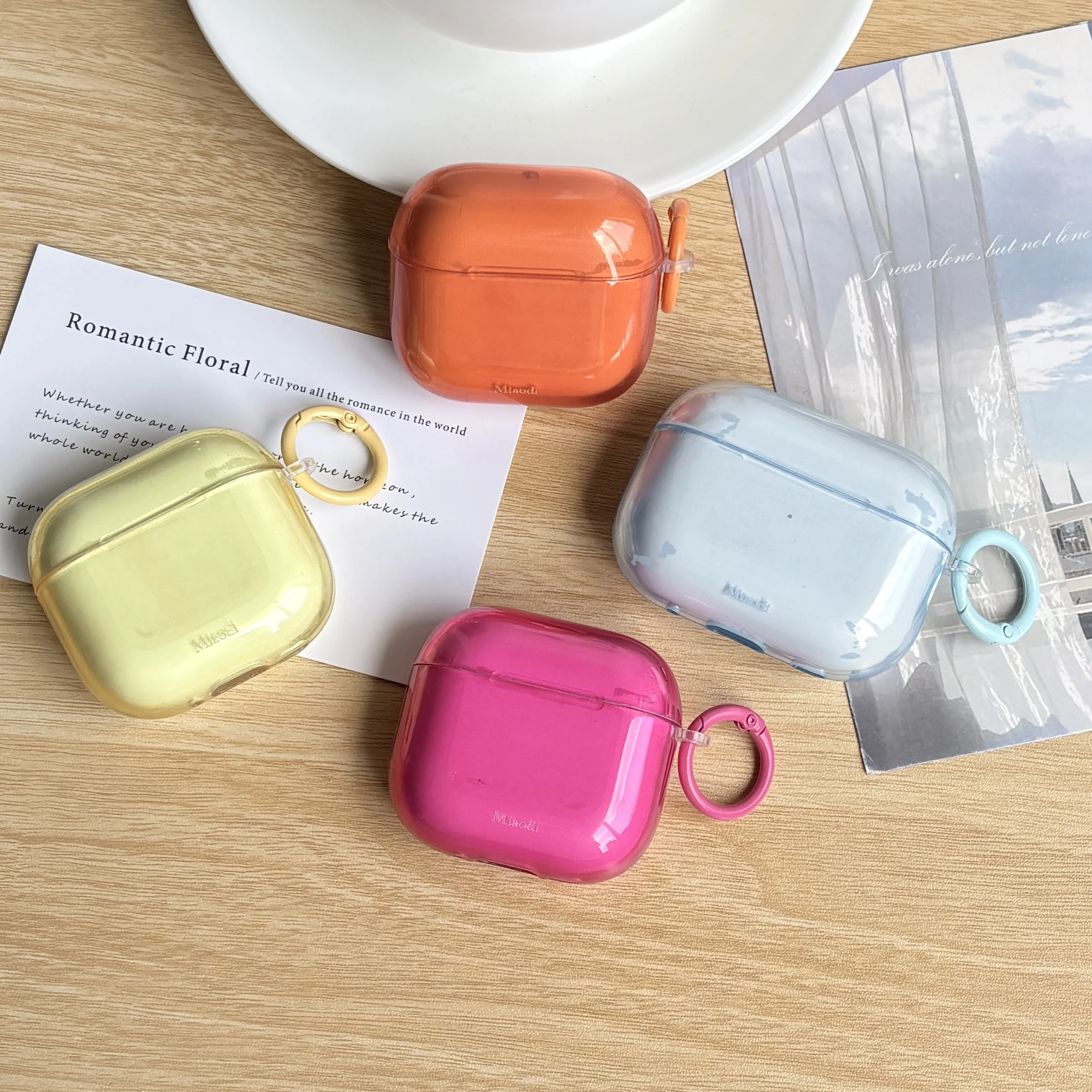 Simple Fashion Transparent Blue Yellow Rose Red Orange Protective Earphone Case Cover Case For AirPods 1 2 3 4 5 Pro Pro2 Pro3