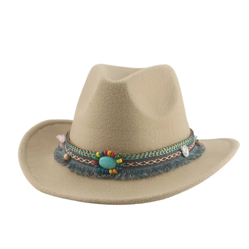 Felt Cap Top Hat Fedora Hat Western Denim Panama Ethnic Style Hat Tibetan Tibet Xinjiang Rolled Brim Cowboy Hat