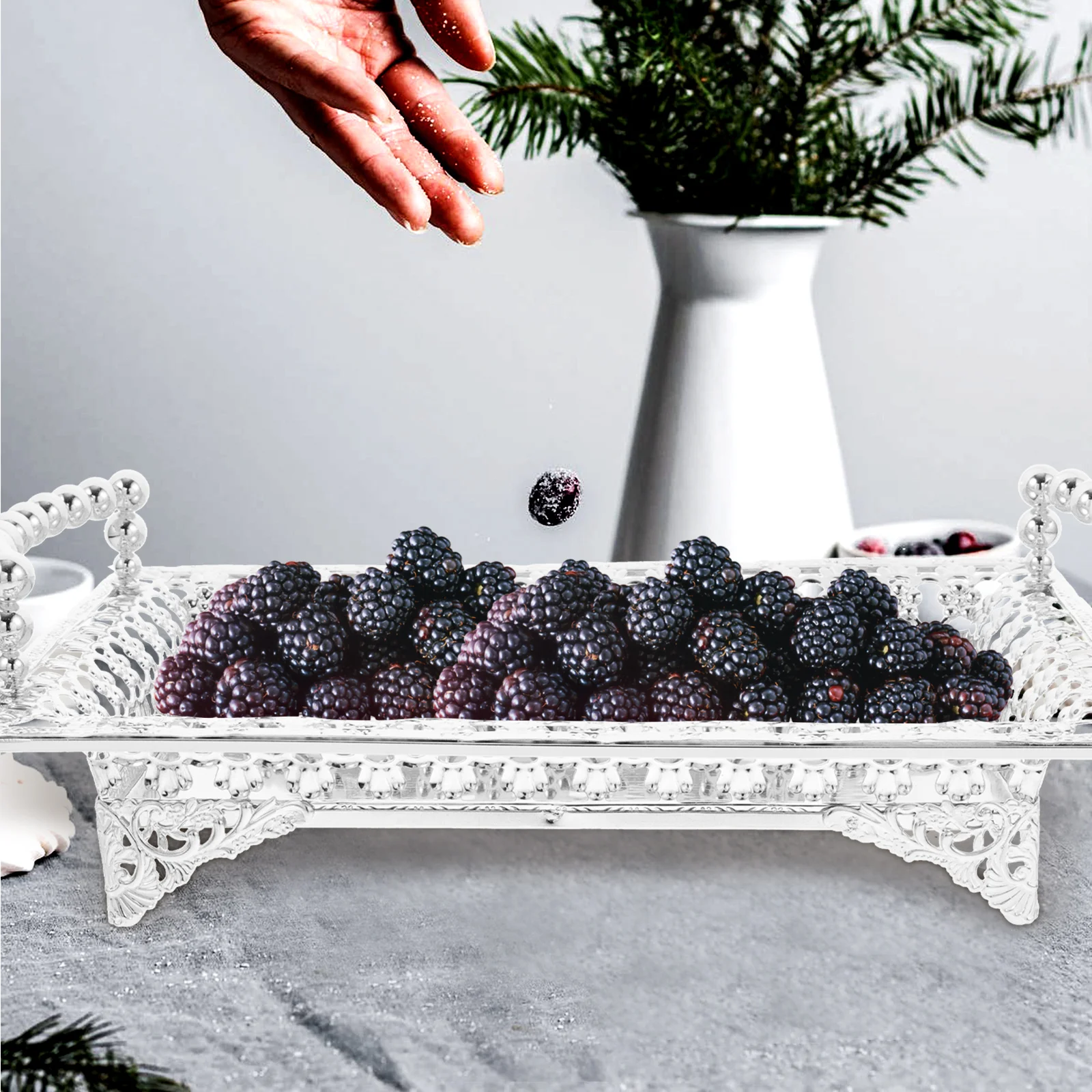 

Metal Fruit Plate Dessert Tray Dry Fruits Storage Candy Container Snacks Holder Easy Clean Compact Size Party Kitchen