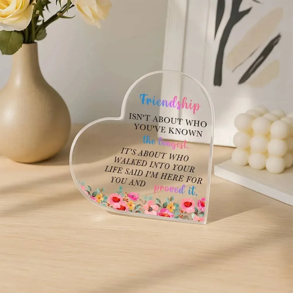 CIFBUY Heart Shaped Acrylic Decor Cute Desk Gift for Best Friend Sister Office Ornament Creative Room Table Ornament