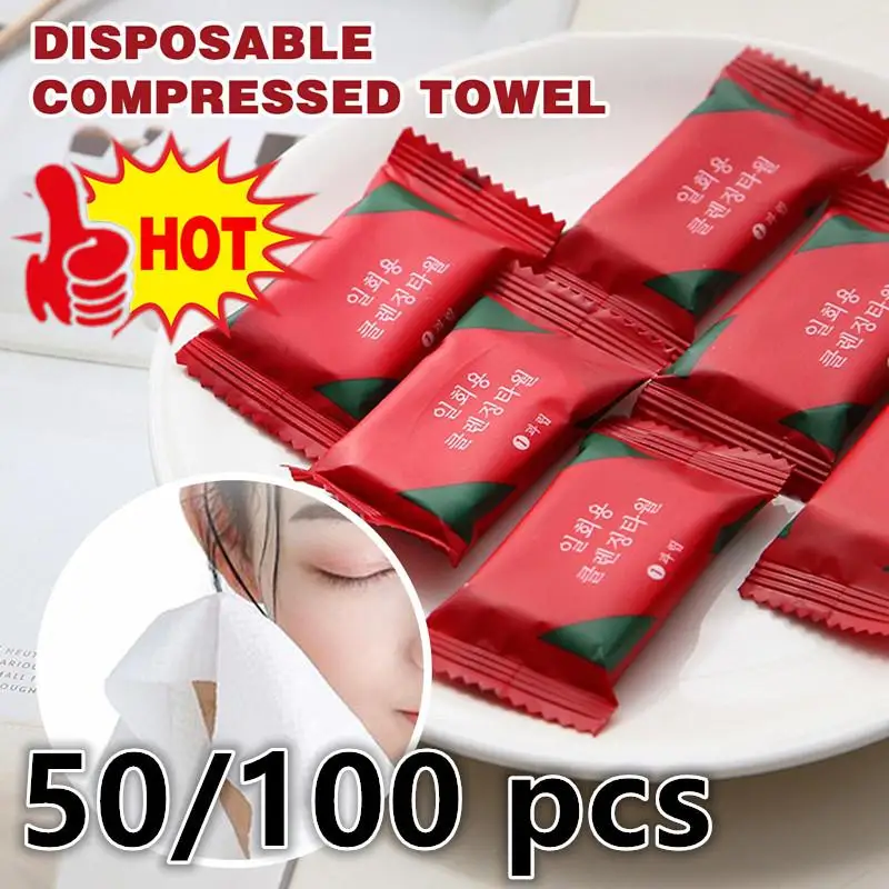 

50/100 Pc Disposable Pure Cotton Compressible Towel Dry Wet Use Soft Moisturizing Large Thick Face Towel Bathing Cleaning