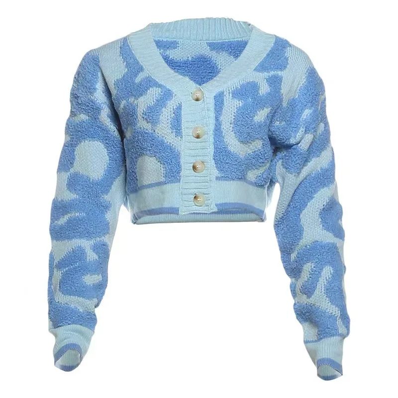 

Sweet Color Blo V-Ne Slim Fit Knit Top Faionable Ele Sle Cotton ort Sve Cardigan for Women Winter 2023