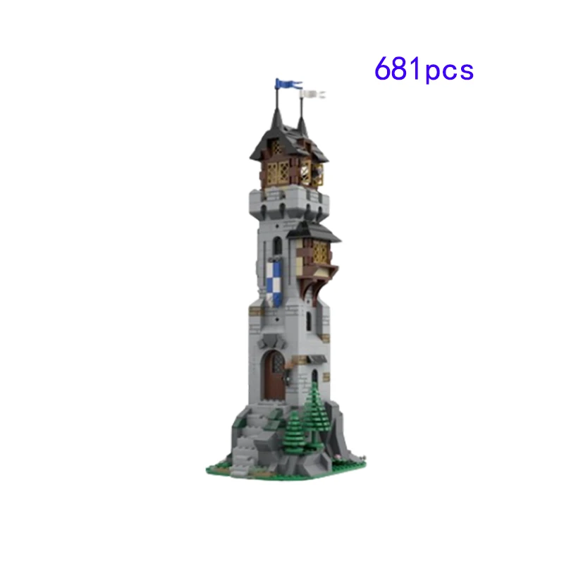 MOC-117200 Small Particle Assembling Blocks Medieval Castle Model Scene Wizard Tower Straw Bag Storage Model Toy Toy