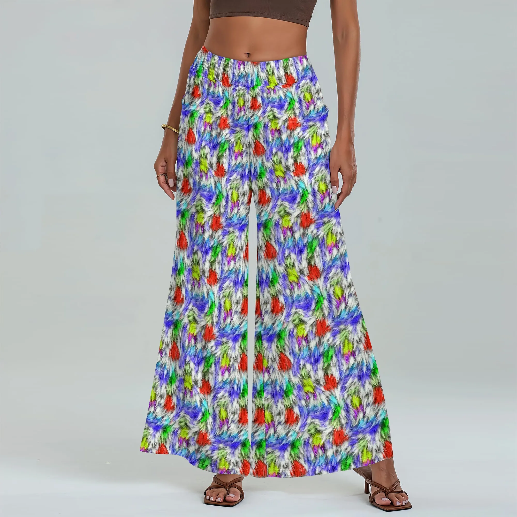 

Women's Wide Leg Pants with Pockets Fur Pattern for All Seasons Casual Comfort Party Eve Gala
