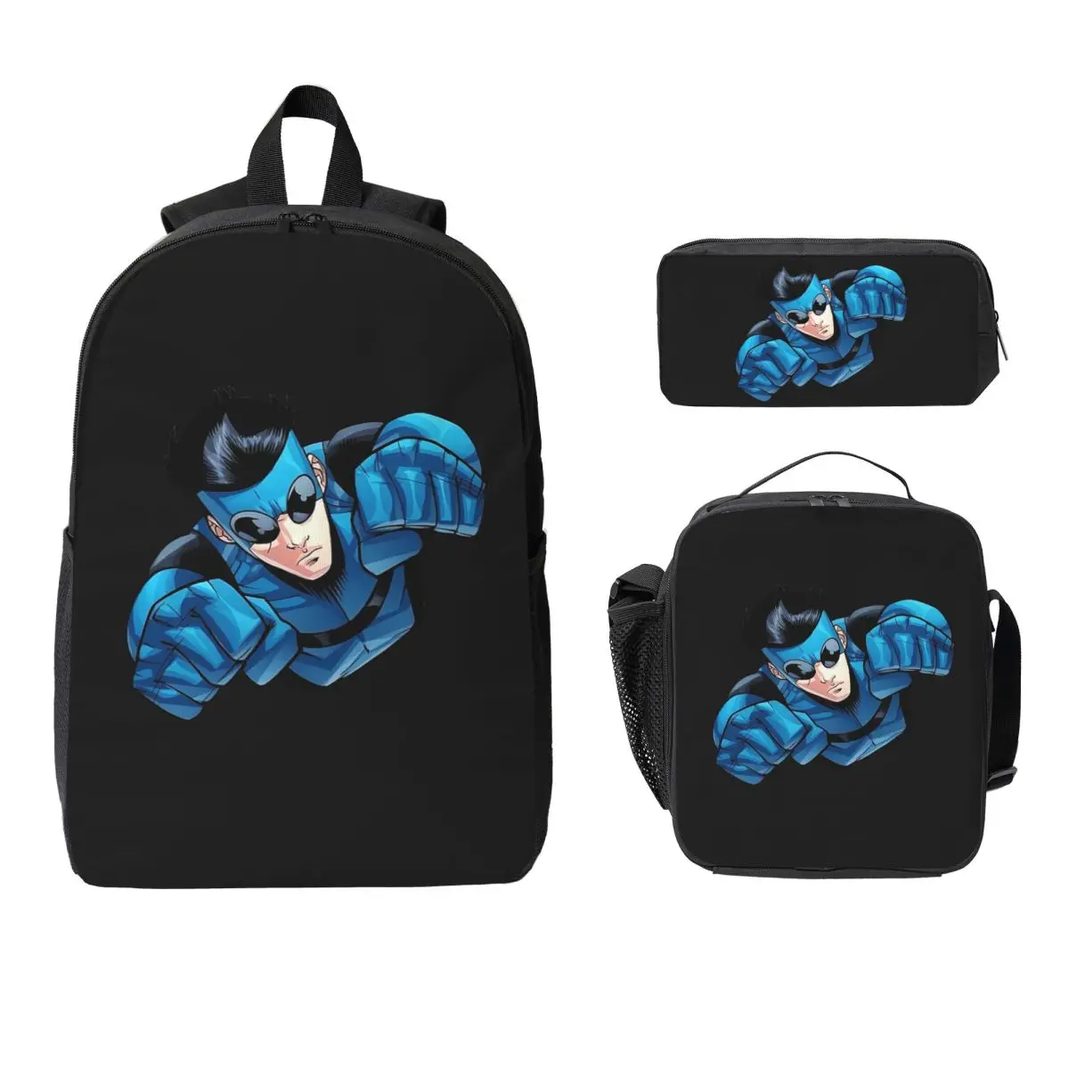 

Cartoon Invincible Backpack Boys Girls BookBag School Bag Laptop Shoulder Bags 3ps Insulated Lunch Bag Pencil Case
