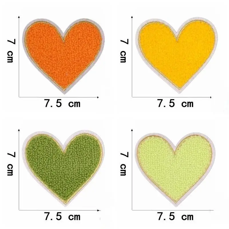 Mehrfarbige Handtuch-Stickerei-Herz-Aufnäher zum Aufbügeln, weich, flauschig, einfach anzubringen, perfekt für DIY-Jacken, Taschen, Bastelarbeiten, Dekorationen. – Detail 29