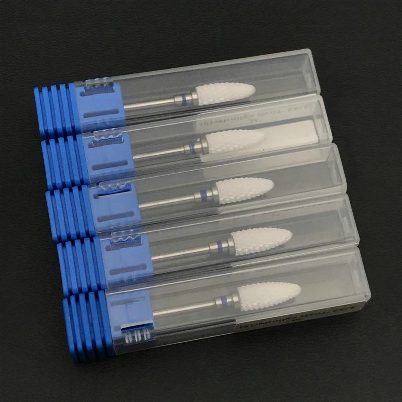 5pcs Dental Lab Bullet Shape Zirconia Ceramic Burs Drills for Micro Motor Polisher