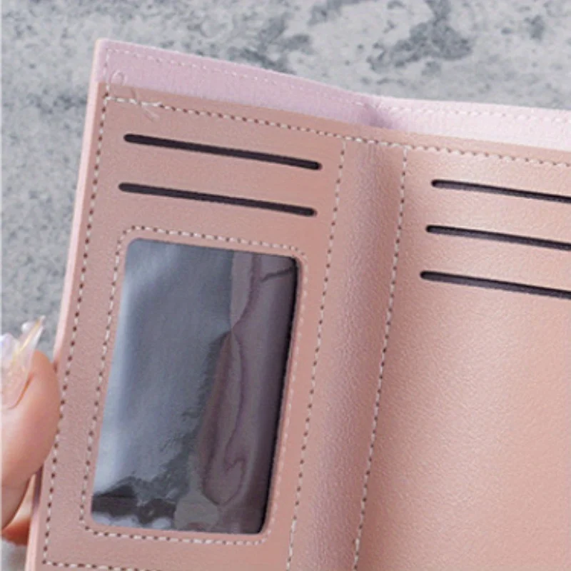 محفظة نسائية بسيطة وقصيرة، محفظة عملات معدنية لامعة رفيعة بثلاثة أضعاف، حامل تذكرة الطالب، حقيبة بطاقات متعددة الوظائف، لعيد الشكر