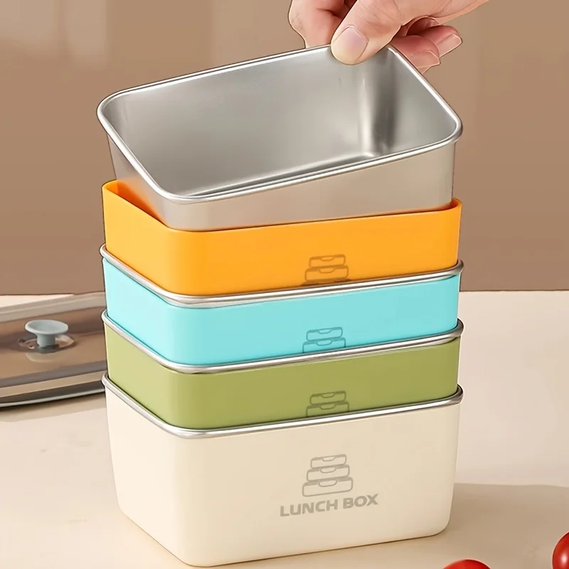 Lebensmittelaufbewahrungsbehälter aus Edelstahl 304 mit Clip-on-Deckel – mikrowellen- und spülmaschinenfeste, auslaufsichere Lunchbox