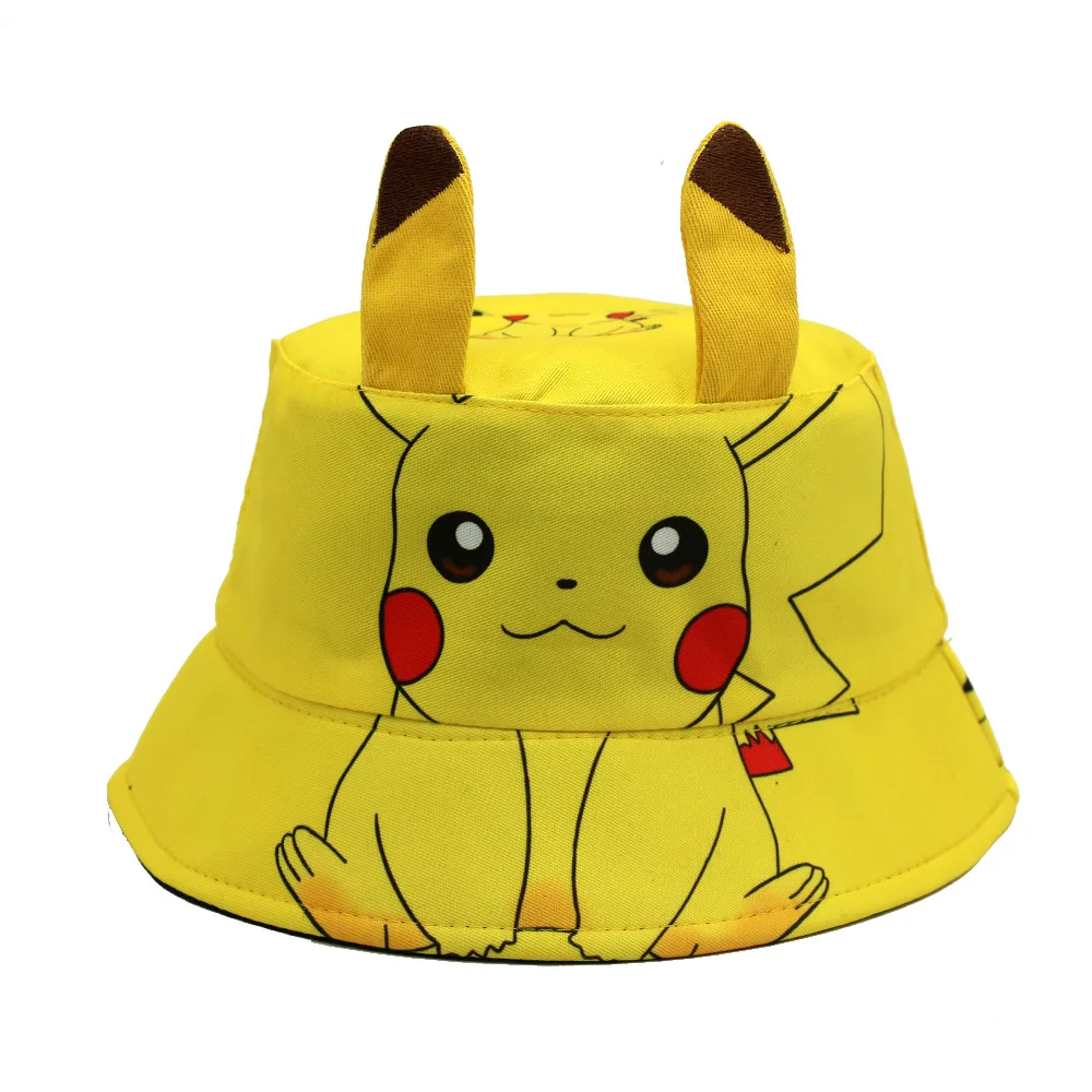 Pokemon Cartoon Pikachu Figure Outdoor Sports Kids Hat Cute Comfortable Fisherman Hat Sunscreen Cap Children's Party Gift Toy