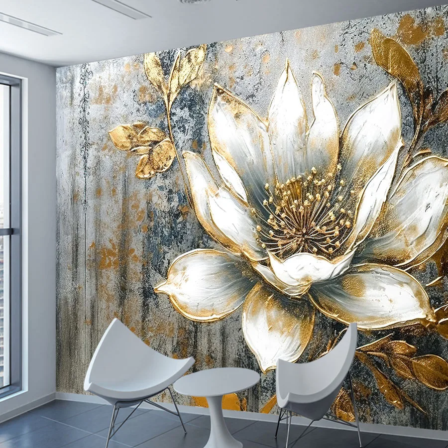 9+ Painted Flower Lotus Lily Wall Papers Home Decor Panels Furniture Renovation Wallpaper for Living Room,Self Adhesive Optional