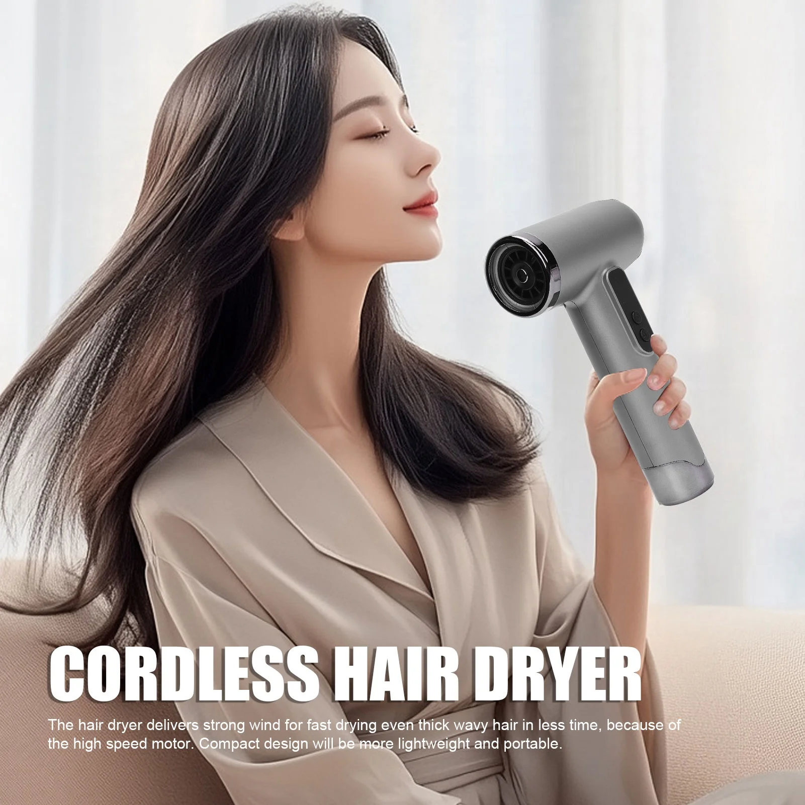 

Cordless Travel Hair Dryer 15000mAh USB Rechargeable 200W Small Lightweight Powerful for Outdoor