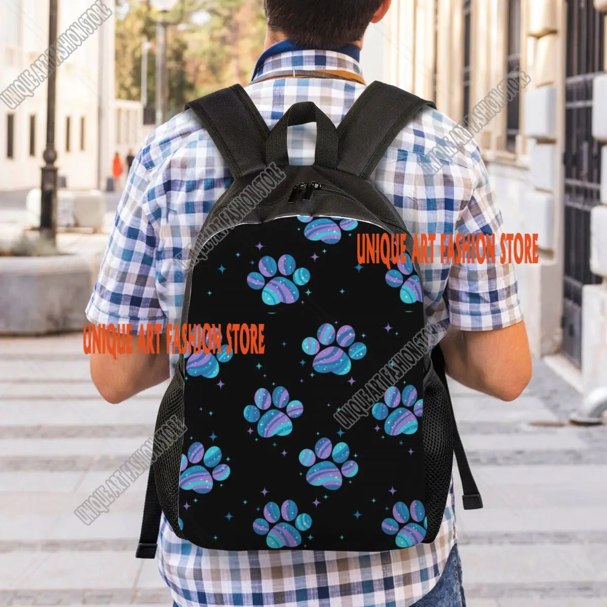 Customized Starry Paws Backpacks Men Women Fashion Bookbag for College School Floral Dogs Animal Bags
