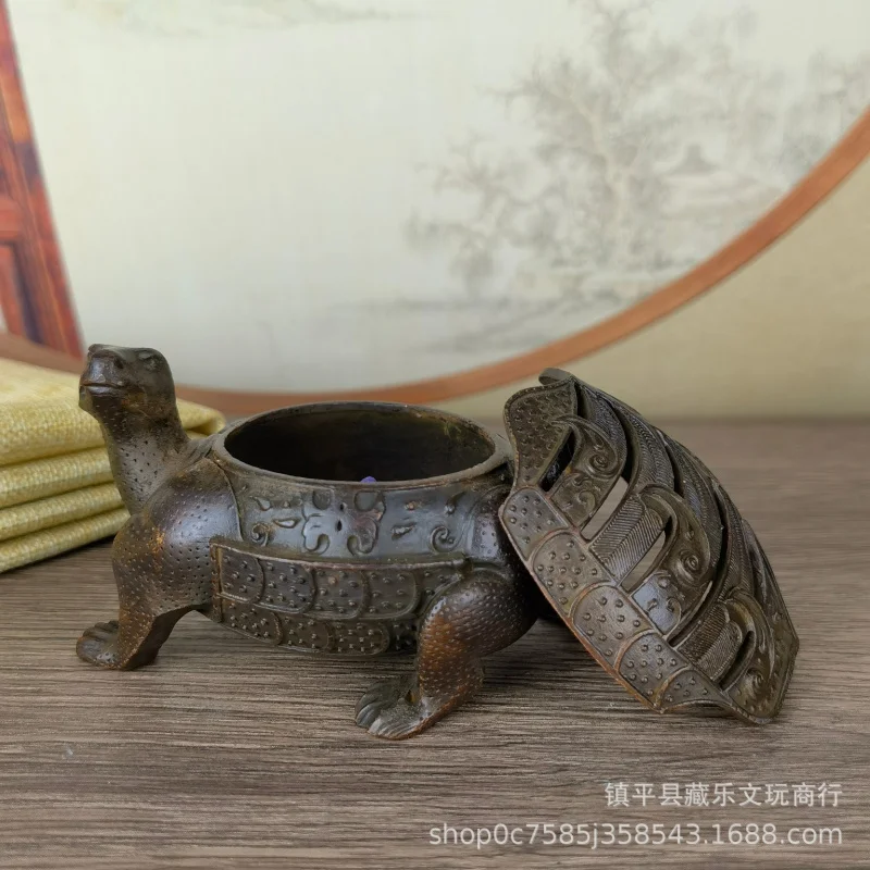 Antique Old Small Water Turtle Incense Burner Desktop Decoration NAFU Turtle High-End Crafts Fortune Chinese Home Decoration