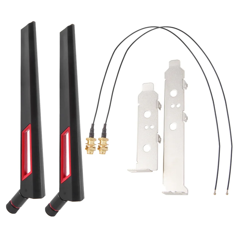 

ABZW 2X8dbi Dual Band M.2 MHF4 U.Fl Cable To RP-SMA Pigtail Wifi Antenna Set For AX210 AX200 9260 9560 NGFF Card