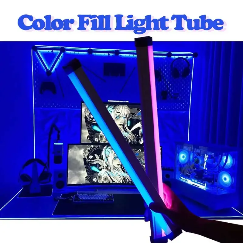 Colorful RGB Tube Lamp 17cm/32cm USB Powered Light Stick Purple Blue Handheld Hanging Fill Light for Bedroom Decor & Photography